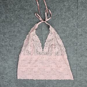 Avenue Body Halter Top Womens 18/20 Pink Lace Sheer Lingerie Festival Coquette